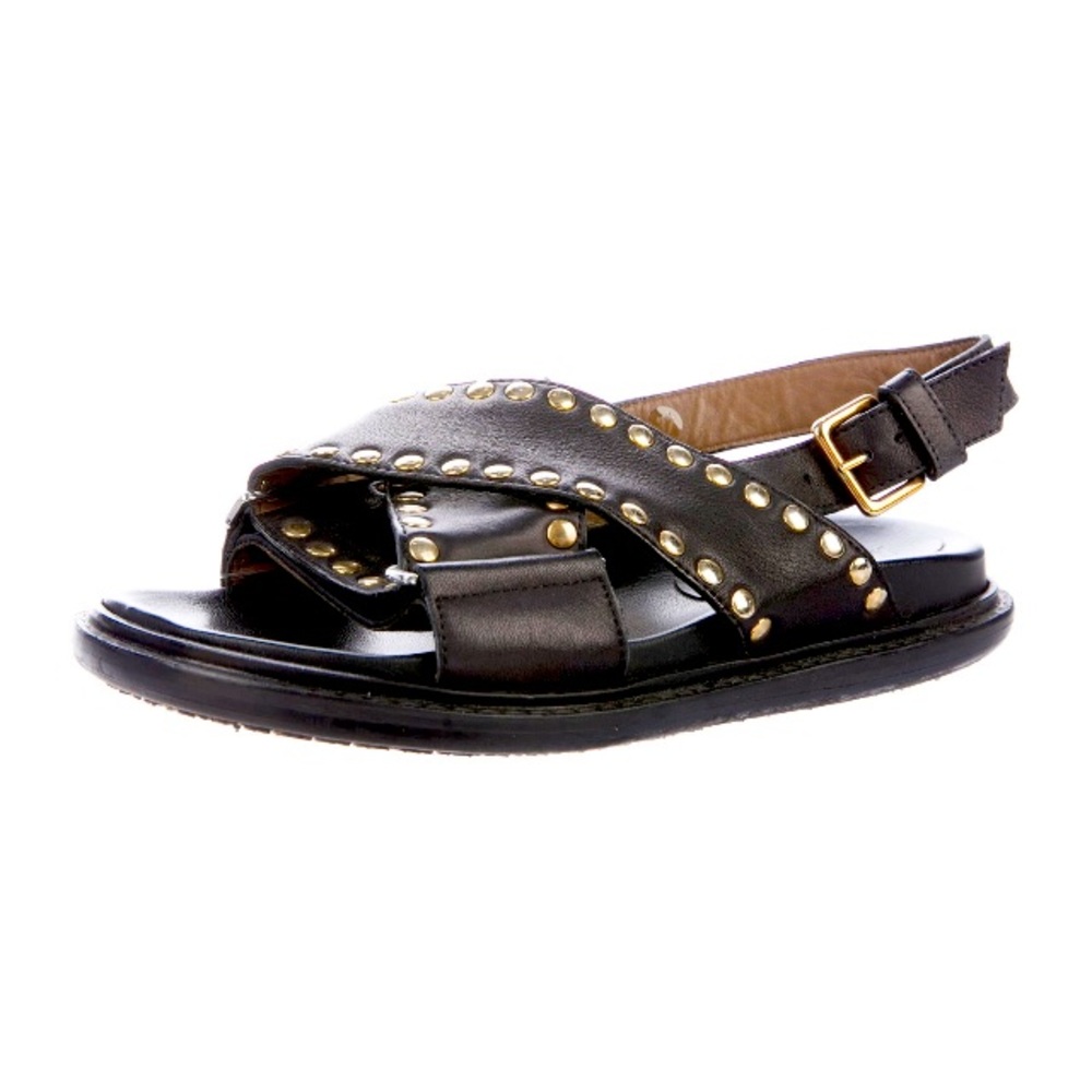 Marni Black Leather Studded Sandals Fussbett 37